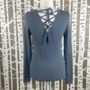 NEW Lace Back Ribbed Knit Sweater M